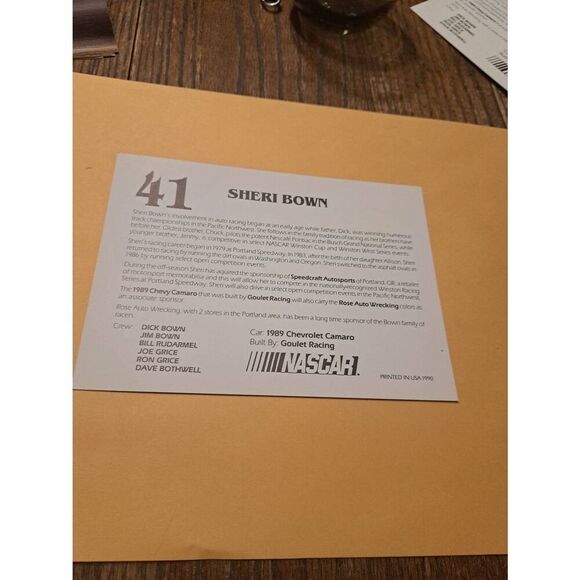 Autographed 1990 Sheri Bown NASCAR Driver Card #41 Winston Racing Series 5x7 VTG - Picture 2 of 2